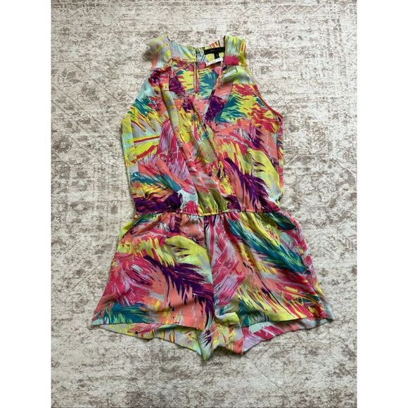 BCBGMaxAzria Pants - BCBGMaxazria Women's Thalia Printed V-Neck Sleeveless Romper Multicolor Medium